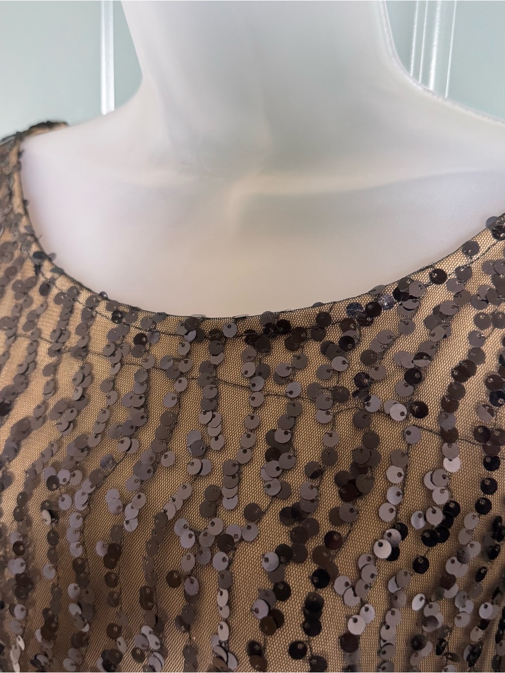 Laundry by Design Sequin Cocktail Dress Black Nude Medium - Picture 4 of 8